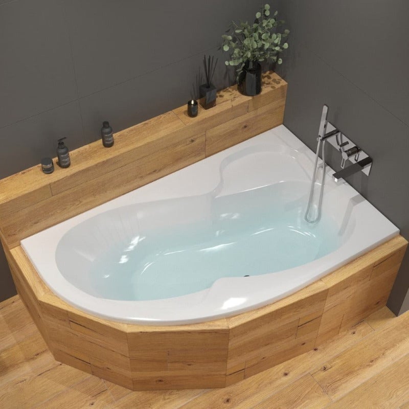 170x100 cm Fortuna Plus baignoire asymétrique, avec pieds, acrylique, droite, blanc (FO1700PPLUS-SET) - 3