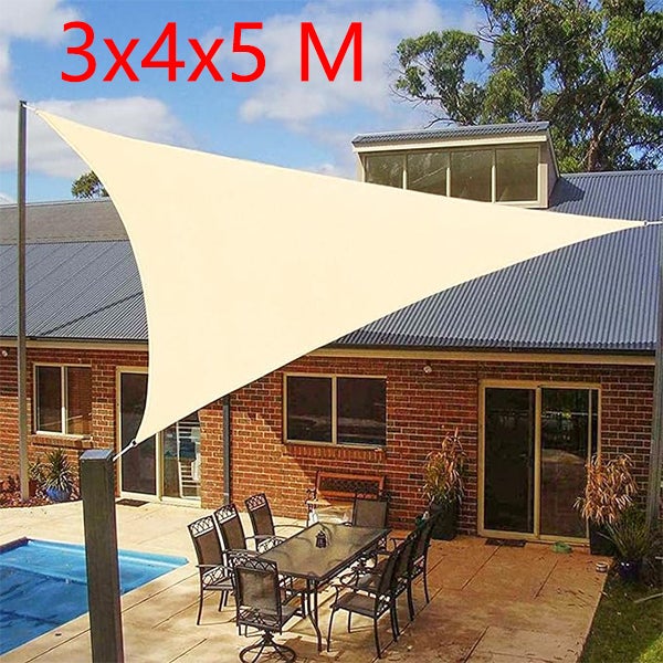 Voile d'ombrage triangulaire de couleur claire imperméable, voile de jardin 3x4x5 m, auvent de protection solaire anti-UV avec accessoires - 2