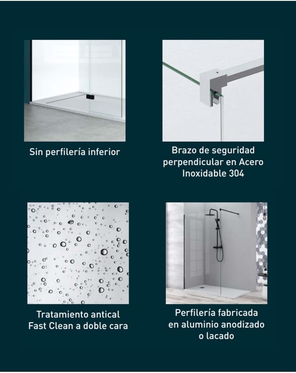 Pannello doccia fisso 1 Porta incernierata | 80cm + 40cm | Vetro 6 mm 195cm Perifl Chrome Anti-calcare Altezza - 4