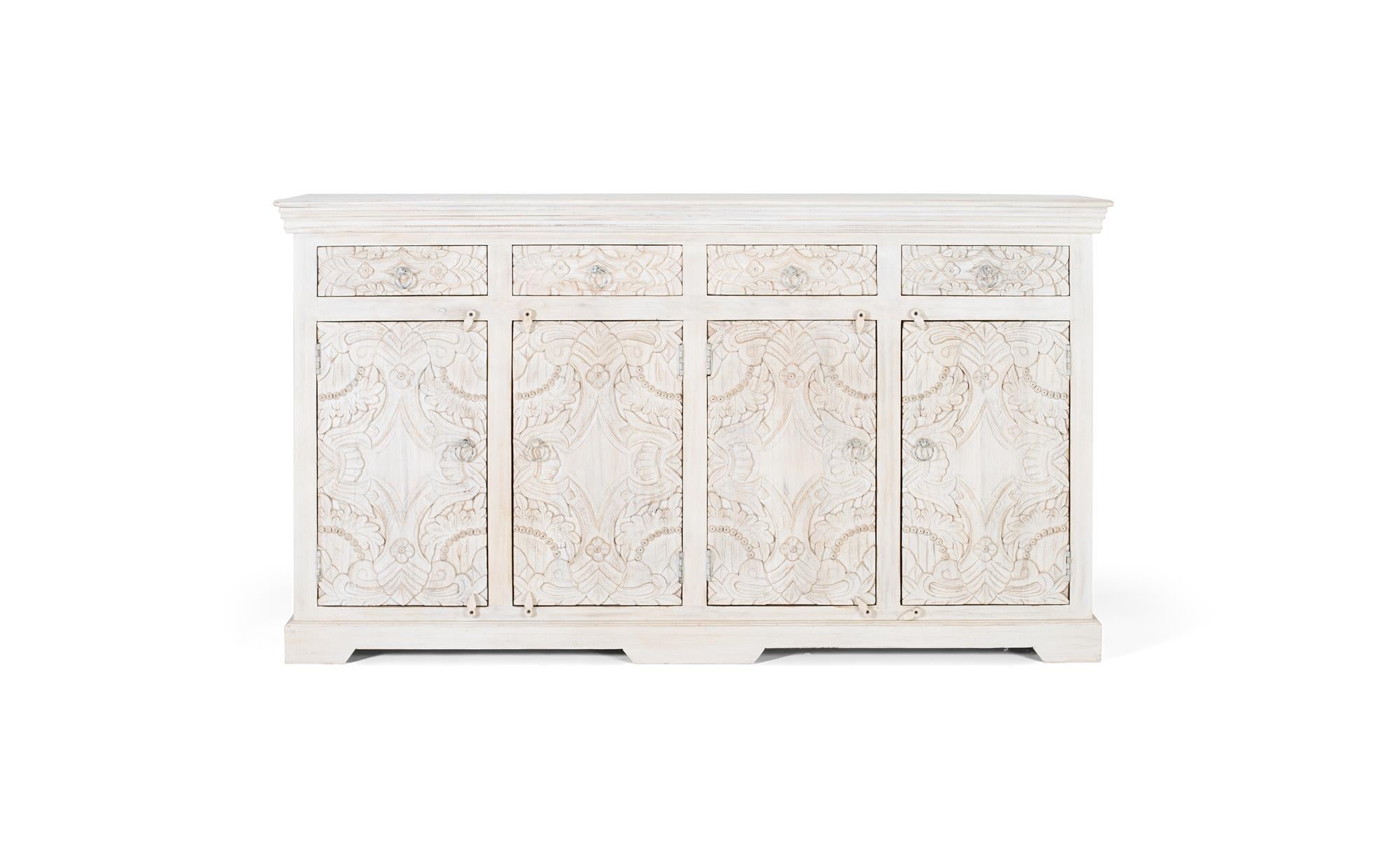 Bufet en bois manguier blanc vieilli