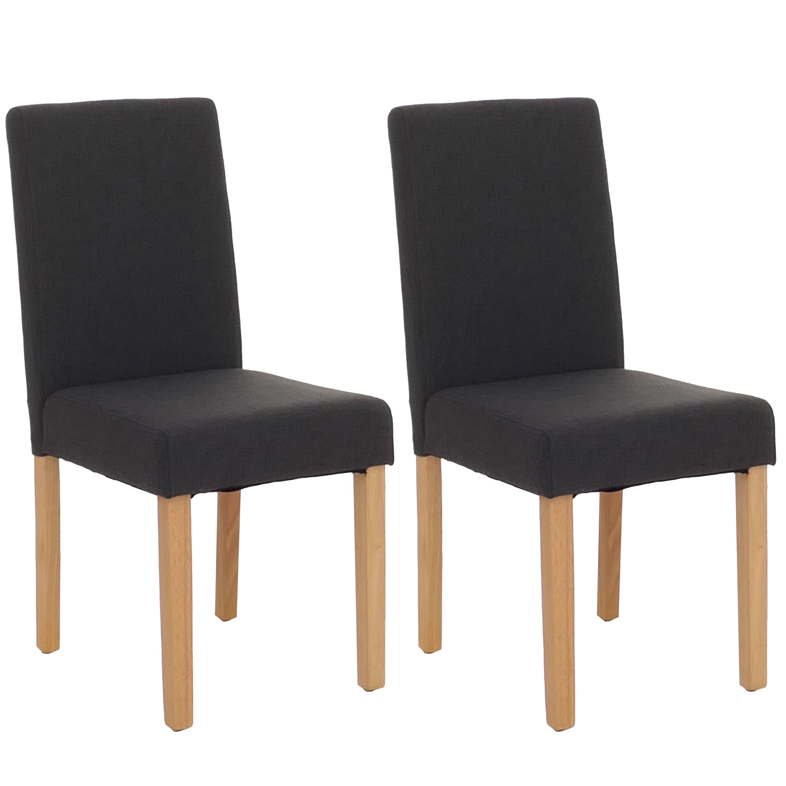 Zestaw 2 krzeseł do jadalni Krzesło kuchenne Littau ~ tkanina, czarny, jasne nogi