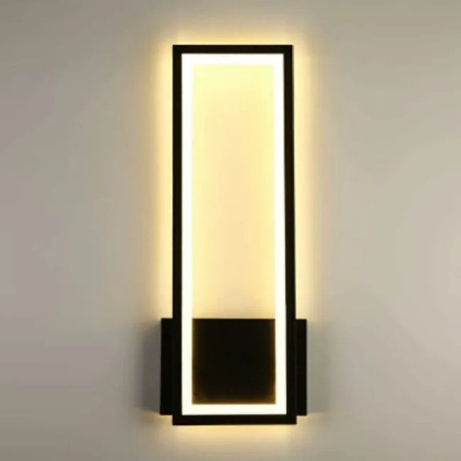 Lampa ścienna LED 16W, nowoczesna prostokątna lampa ścienna do sypialni, korytarza, salonu, na schody, światło białe ciepłe 3000K czarna