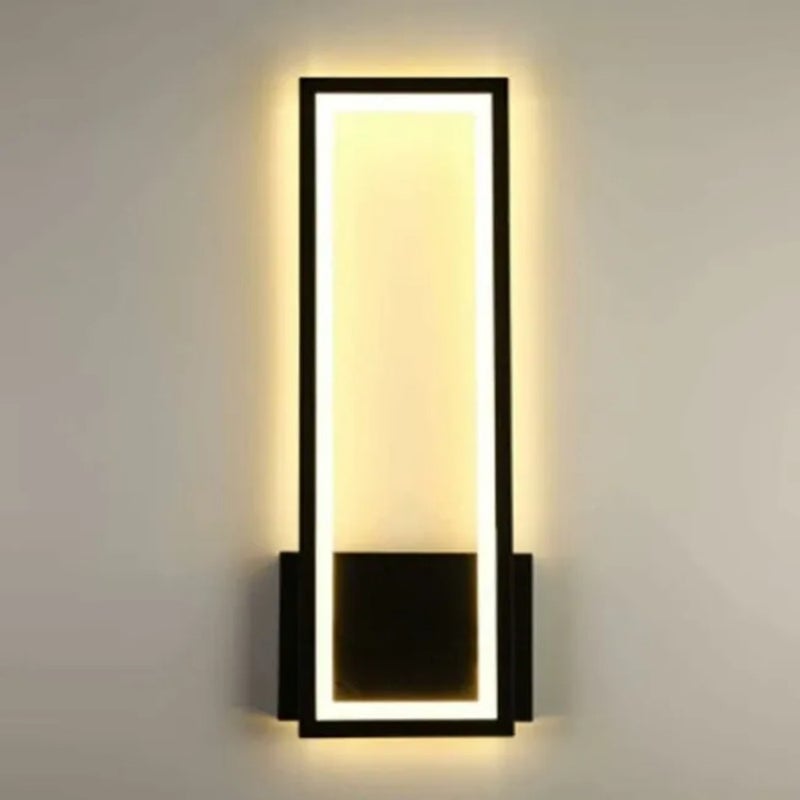 Lampa ścienna LED 16W, nowoczesna prostokątna lampa ścienna do sypialni, korytarza, salonu, na schody, światło białe ciepłe 3000K czarna
