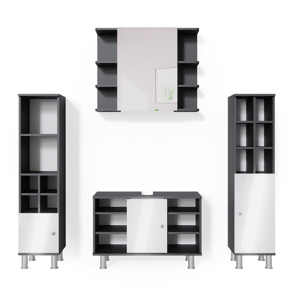 Vicco Zestaw mebli łazienkowych Fynn, Antracyt, 4 części