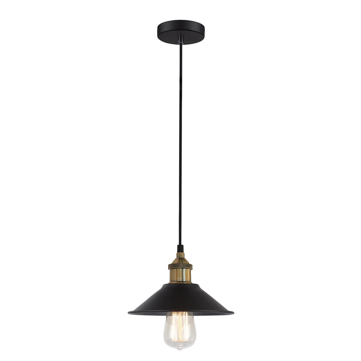 Lampa wisząca Kermio czarno-mosiężny 1xE27x60W industrialna wym: 160 x 21 x 21 cm metal Italux