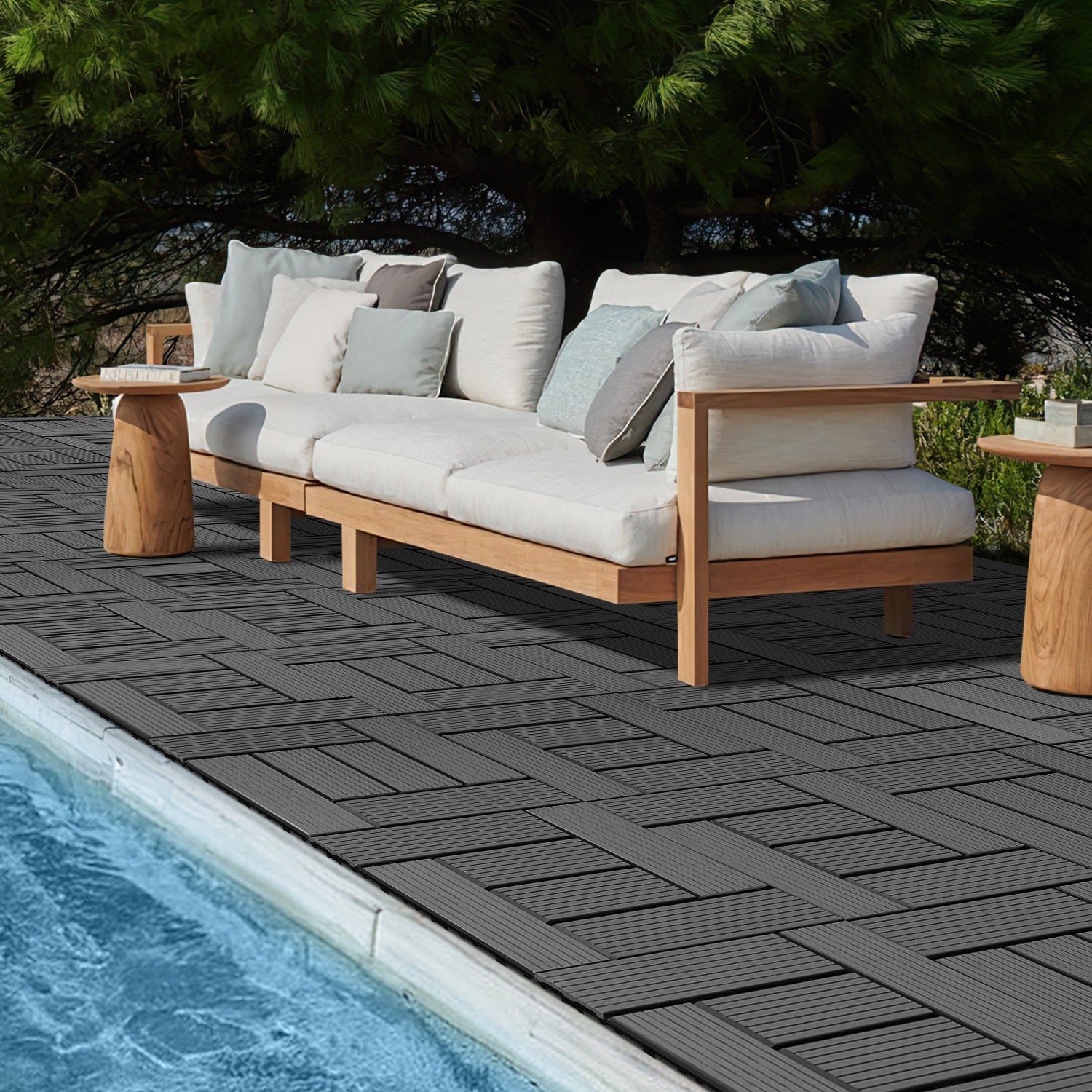 22pcs Dalle de terrasse 2m² Dalle clipsable 30x30cm Revêtement de sol extérieur terrasse jardin Anthracite - 8
