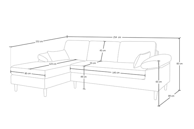 Divano Angolare A L 3 Posti Con Chaise Longue – Moderno In Cotone E Lino, Grigio – Per Piccoli Spazi
