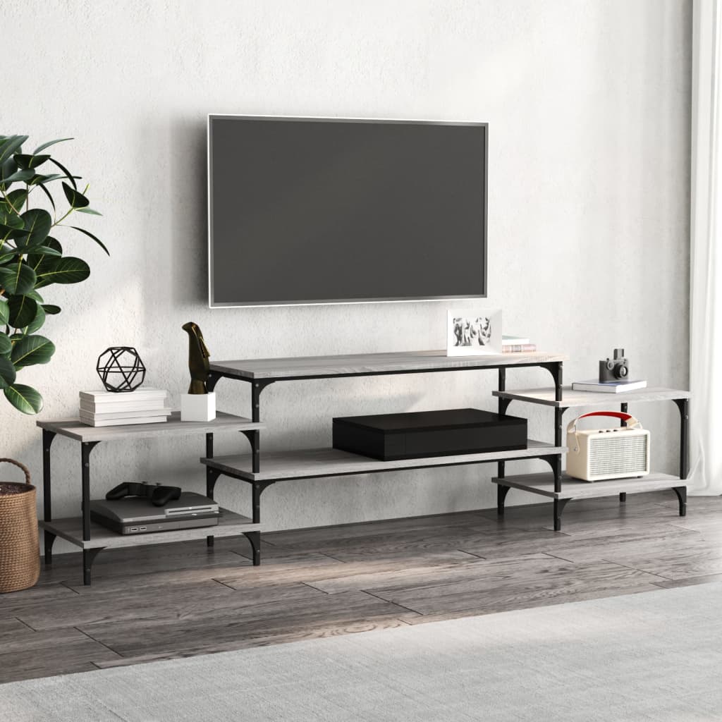 Meuble TV sonoma gris 197x35x52 Bois d'ingénierie - 2