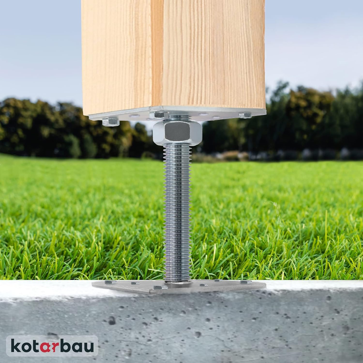 Lot de 4 Support de Poteau à Visser 80x80x250 mm en Acier Galvanisée - 4x Pied de Poteau - KOTARBAU - 3