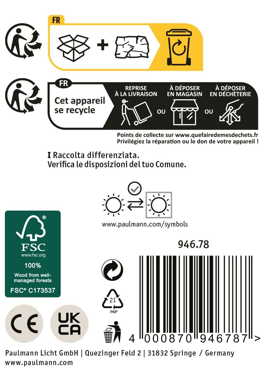 Borne lumineuse Trabia IP44 carré 600 mm 3000K 3,5W 230lm 230V 38° Bois GU10 Bois - 6