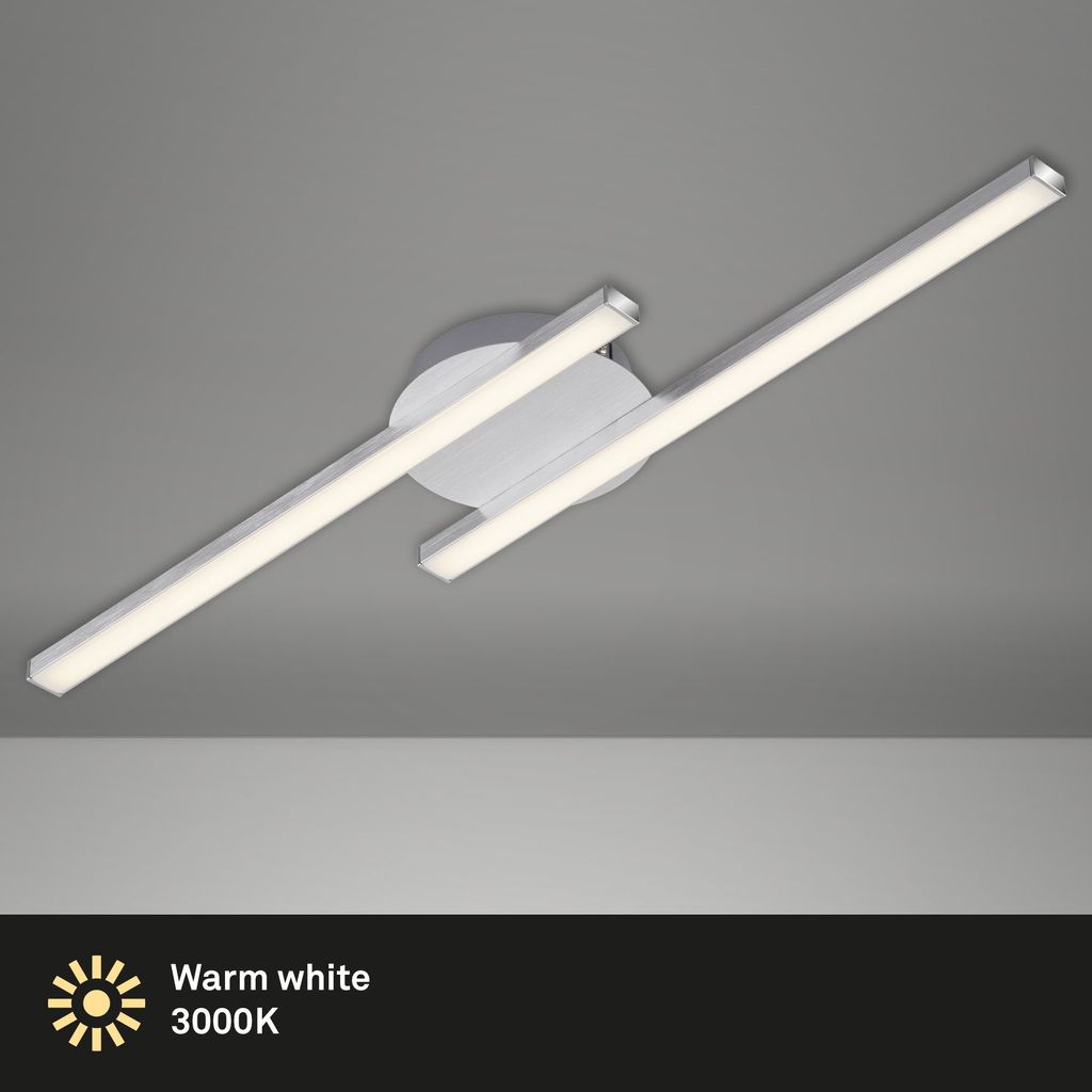 Plafonnier LED BRILONER LEUCHTEN GO, 6 W, 480 lm, IP20, couleur aluminium, métal-plastique, 55,4 x 12 x 4 cm - 2