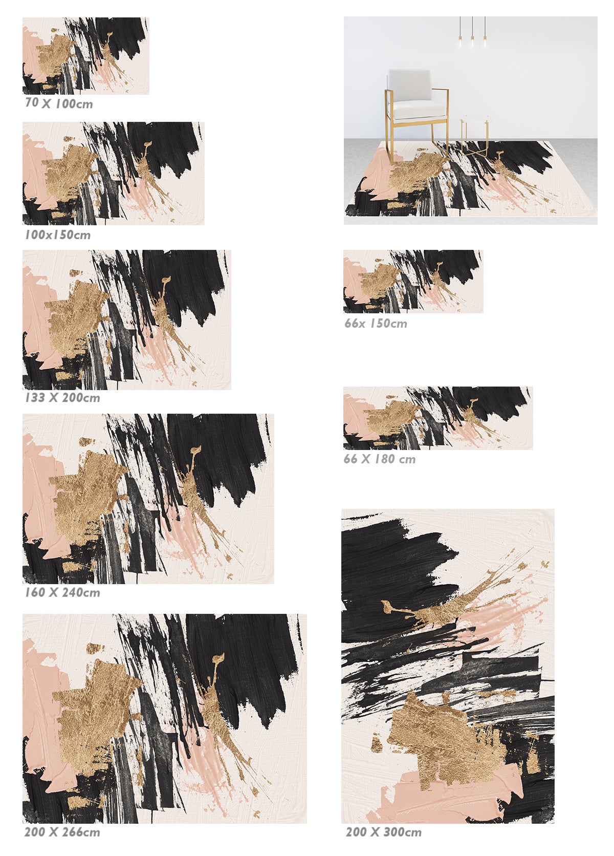 Tapis antidérapant en vinyle ÓLEO 5 66x180 cm - PVC imprimé, lavable, ignifuge, pour le salon et la cuisine, style abstrait - 4