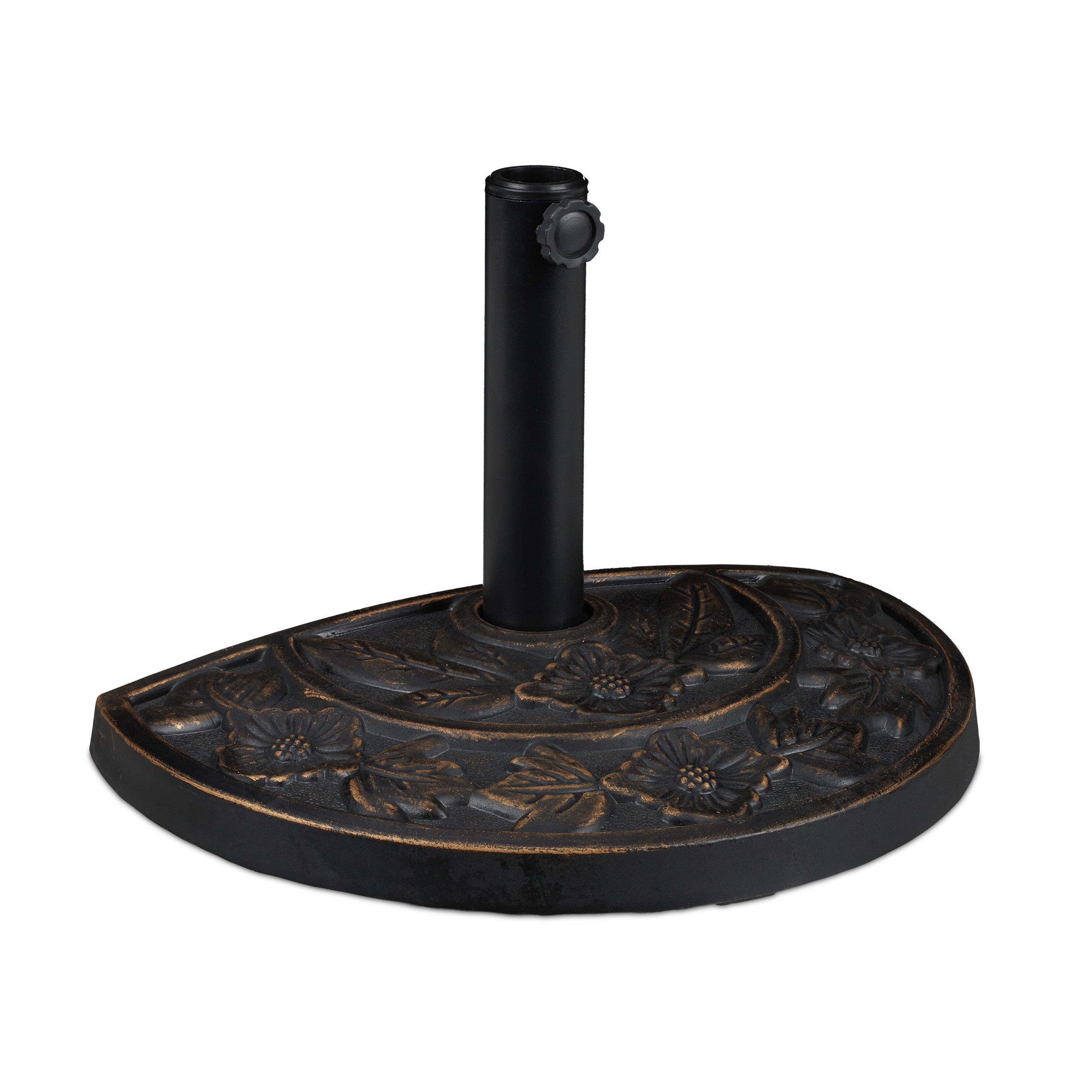 Pieds de parasol demi-rond, résistant aux intempéries, lourd, terrasse, barre 38mm, 50 x 32 cm, marron, Relaxdays - 9