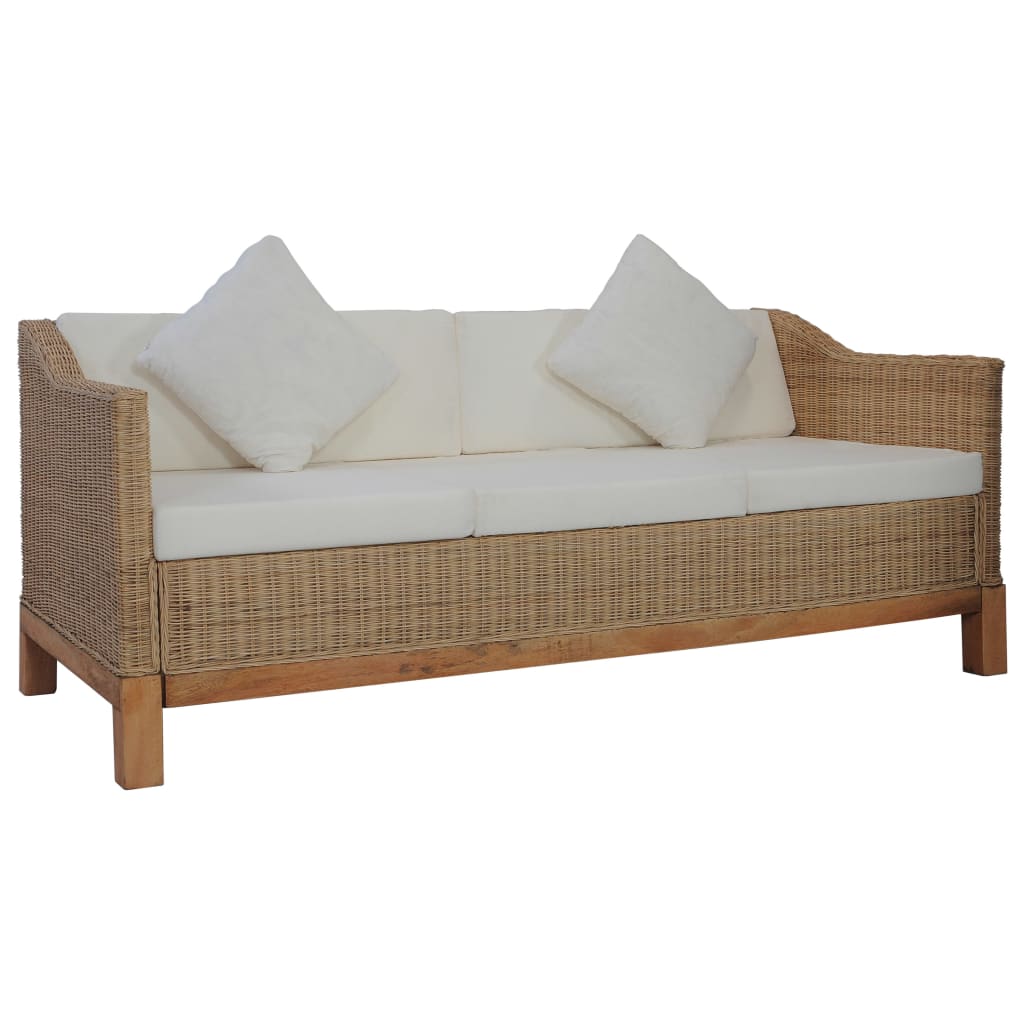Set divano 3 pezzi con cuscini in rattan naturale 02_0019105 - 8