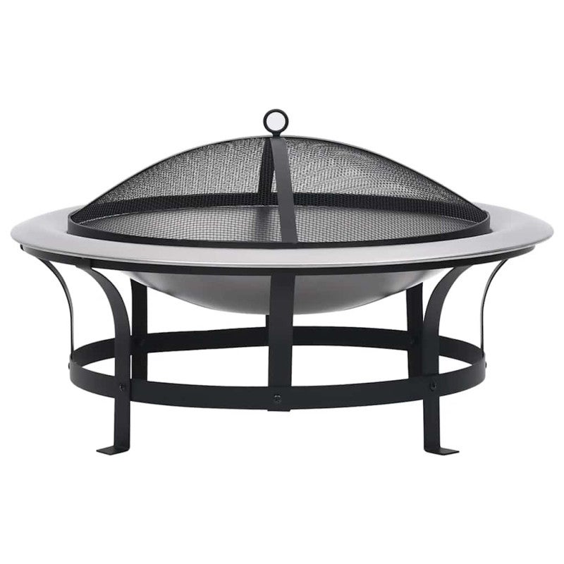 Vidaxl brasero de jardín con parrilla acero inoxidable 76 cm