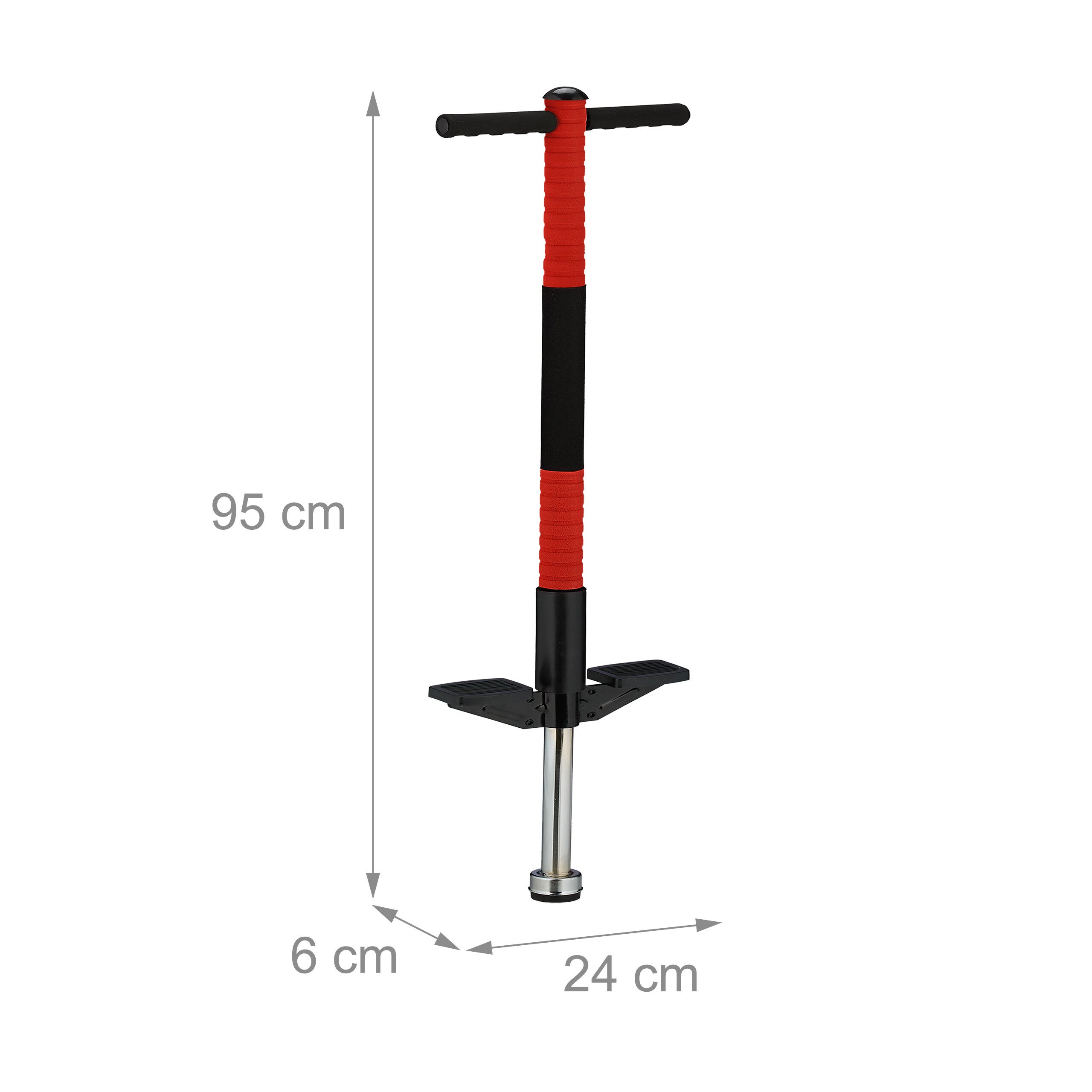 Bâton sauteur robuste, pogo-stick pour enfant pesant jusqu'à 35 kg, pour se dépenser en extérieur, rouge, Relaxdays - 4