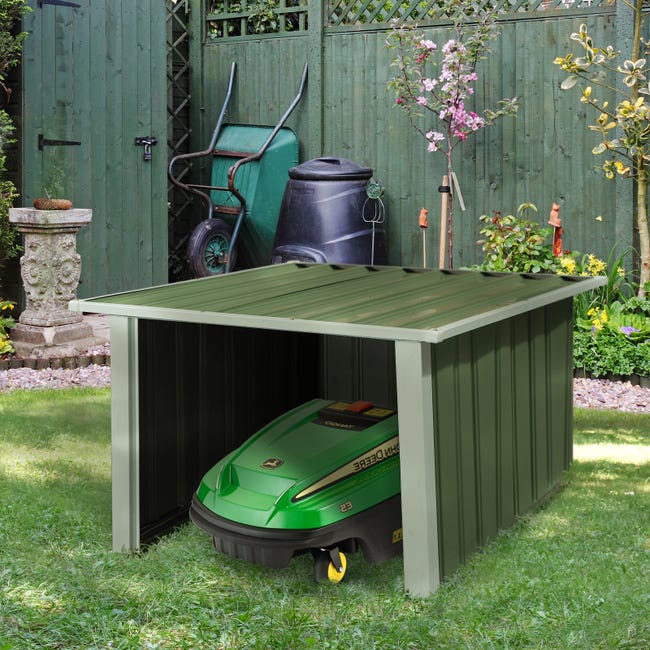 Riparo Per Robot Tosaerba Outsunny - Garage In Acciaio Zincato, Grigio, Per Esterno - Foto 1