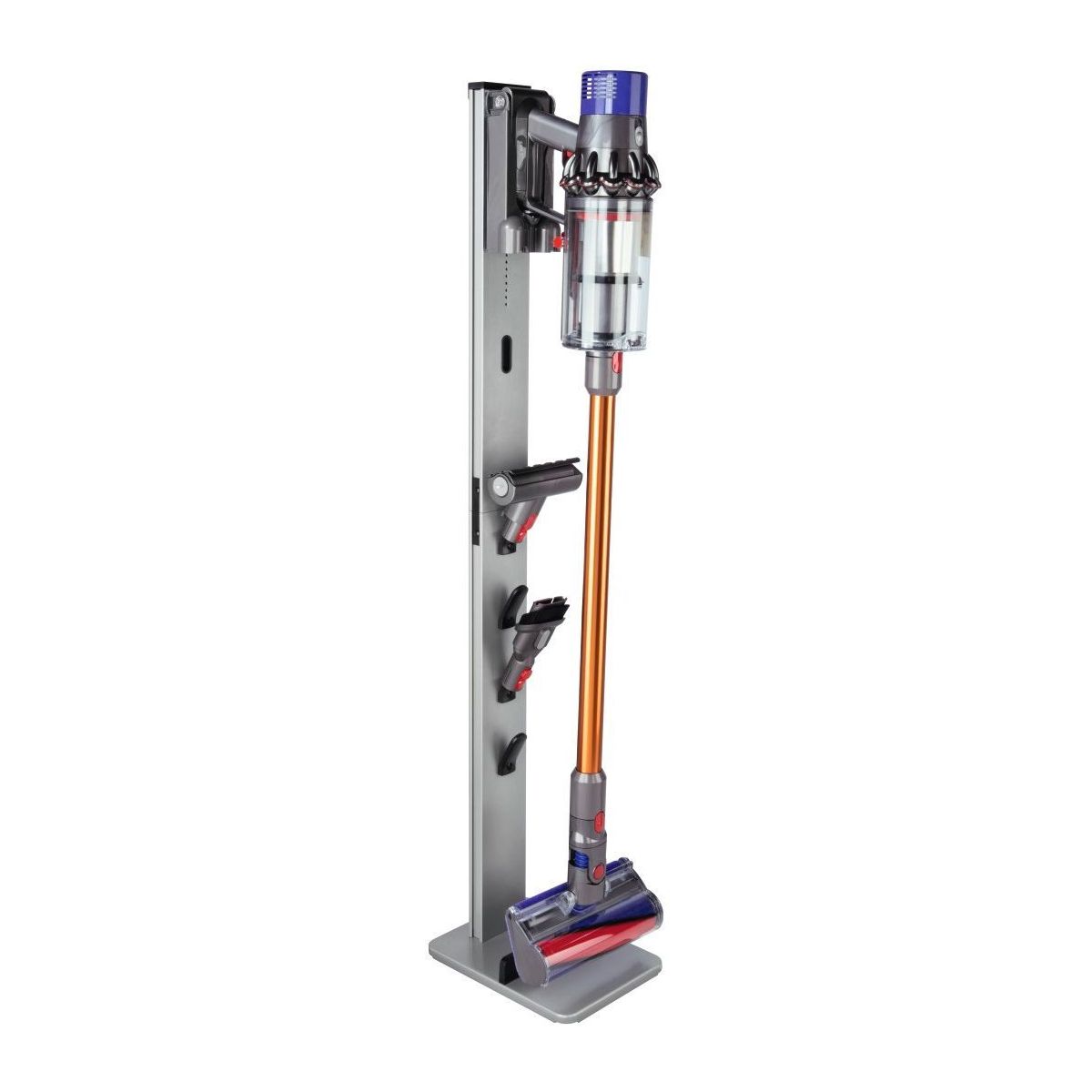 Support de rangement XAVAX Mural fixation universelle aspirateur balai argent - 2