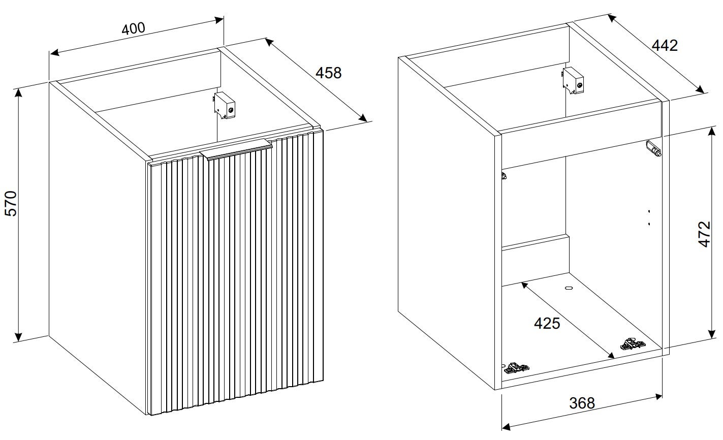 Meuble bas de salle de bain avec panier à linge ADEL CACHEMIRE 40 cm - 3