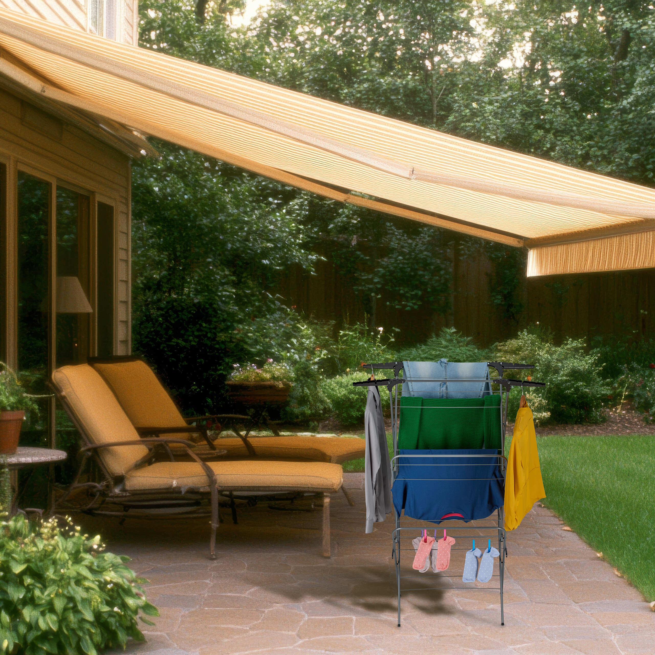 Relaxdays Tendedero Torre Plegable, Niveles, Ahorra Espacio