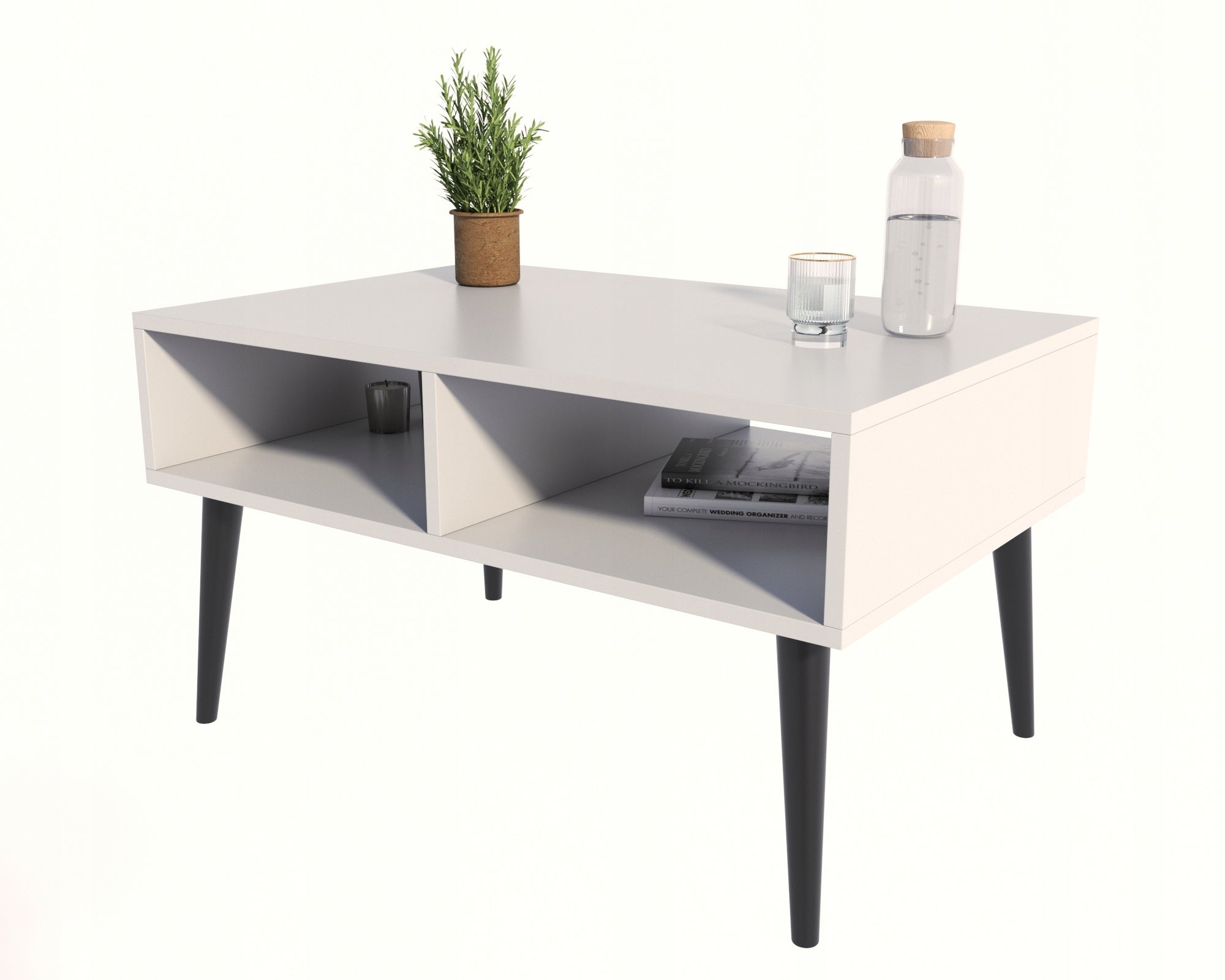 Ława ISLA biały-czarny stolik kawowy skandynawski loft industrialny PER