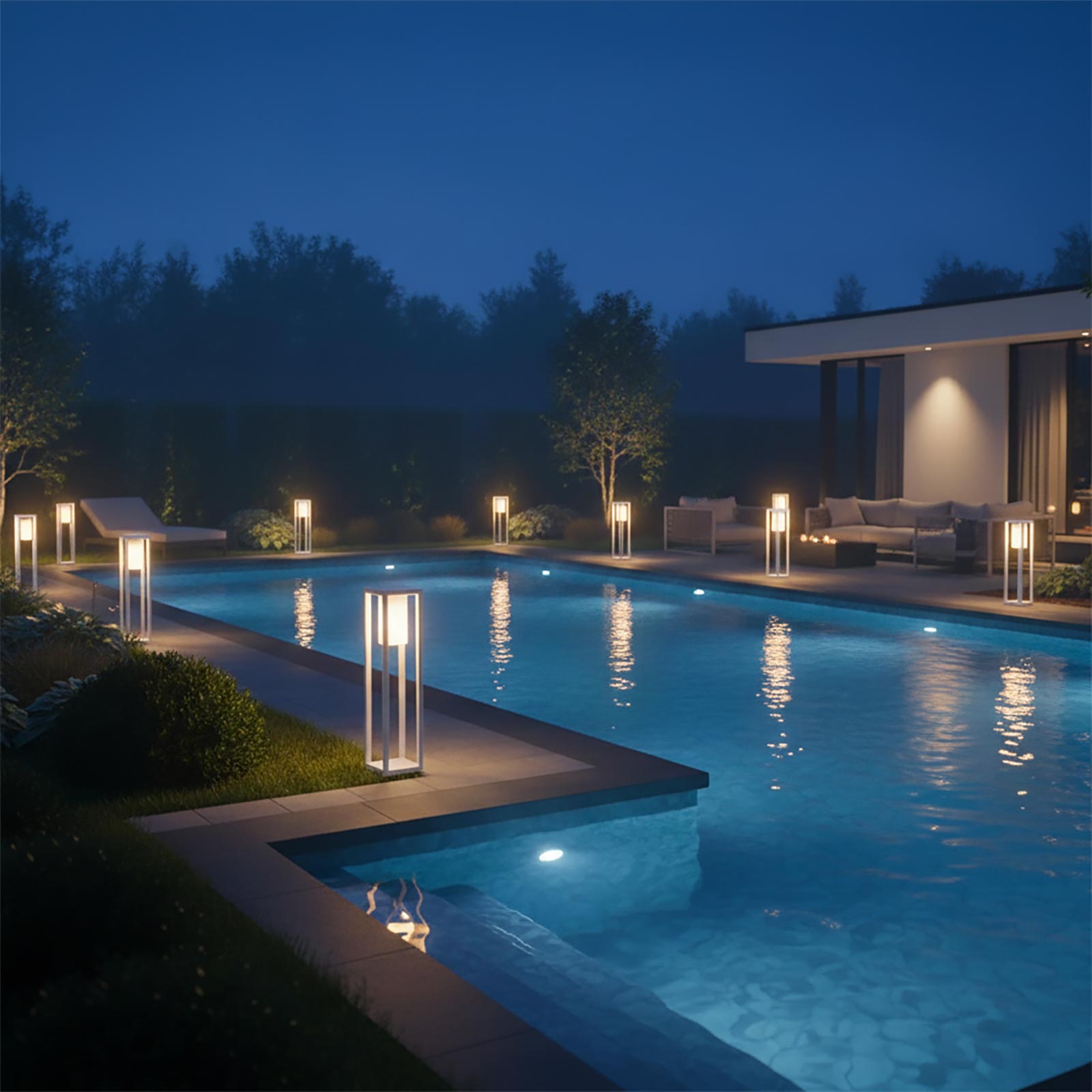 Lampione da Giardino E27 Moderno IP65 Lampioncino Esterno Luce Cortile Viale Sentiero 60cm 230V COLORE BIANCO - 3