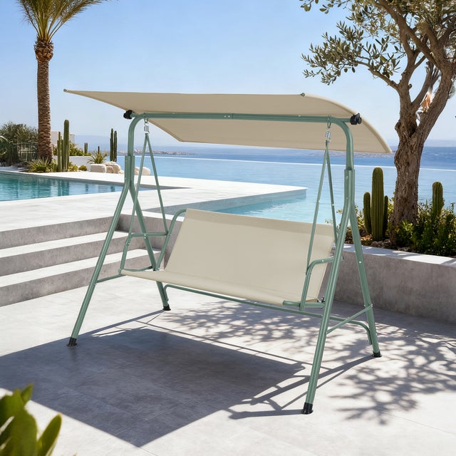 Balancelle Satten pour 3 personnes 173 x 119 x 153 cm vert clair / beige [en.casa]