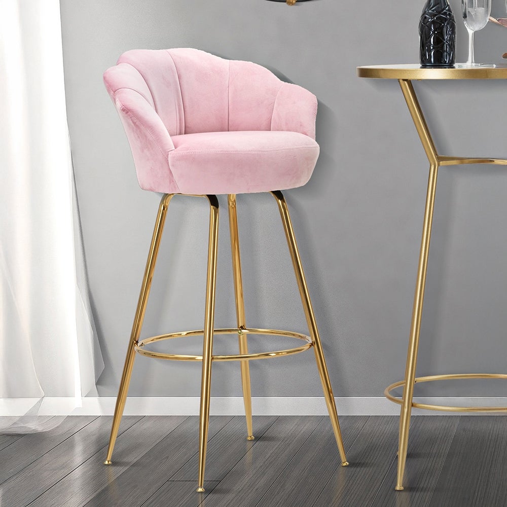 Taburete de bar cocina con respaldo floral patas doradas h90cm Vienna - 2