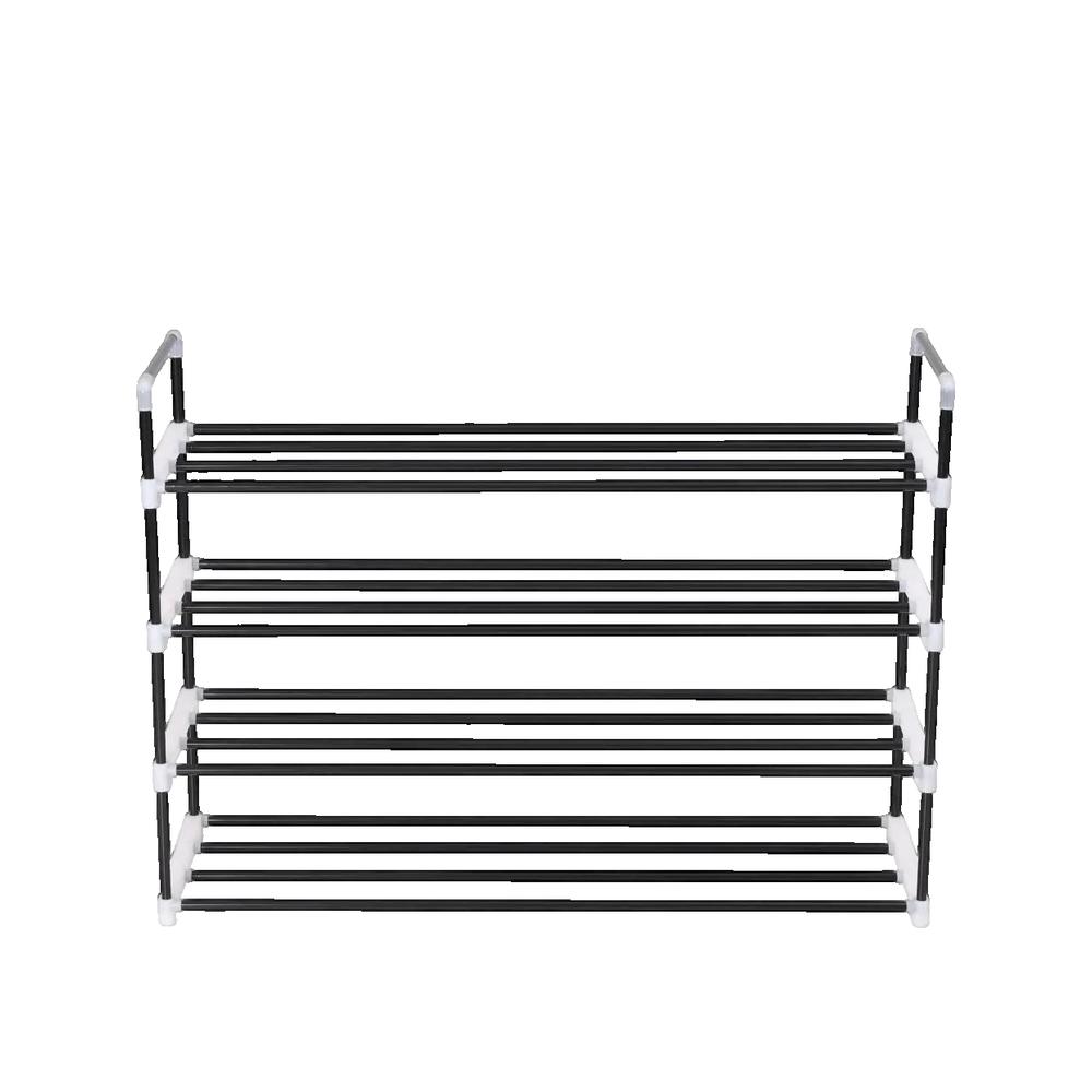 Regał na buty vidaXL Minimalistyczny 4 Półki Metal Czarny 91x29x74 cm