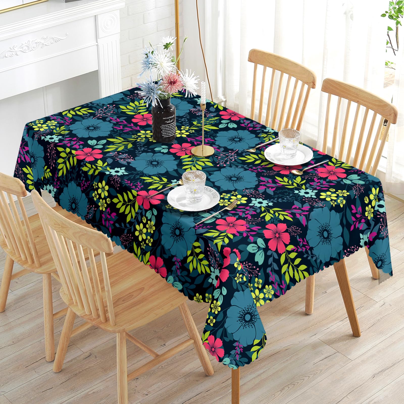 Tovaglia Rettangolare Con Motivo Piastrelle Marocchine - 142x213 Cm, In Poliestere, Lavabile In Lavatrice, Per Tavolo Pranzo E Picnic