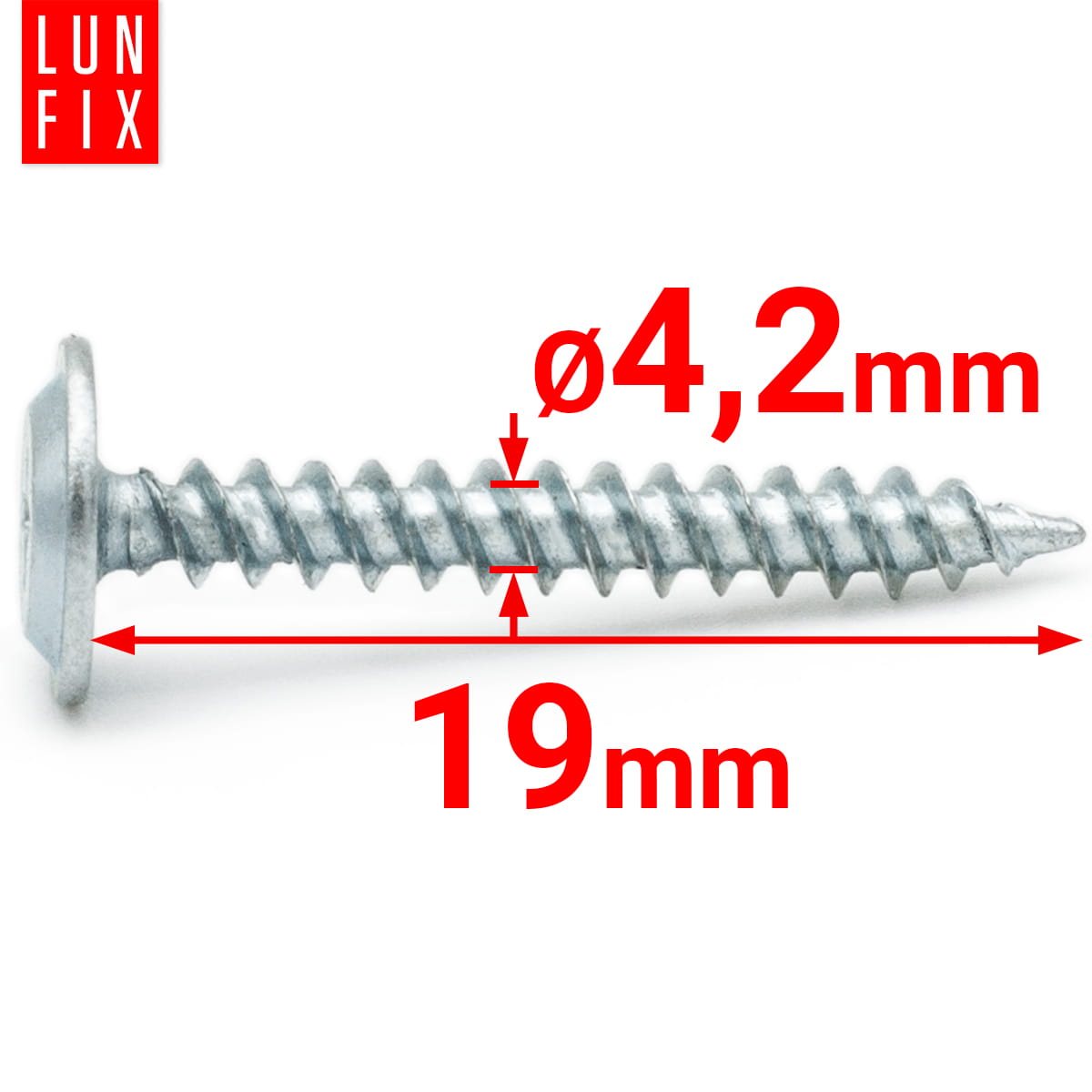 Wkręty do metalu z łbem podkładkowym 4,2x19mm 20szt. - 2