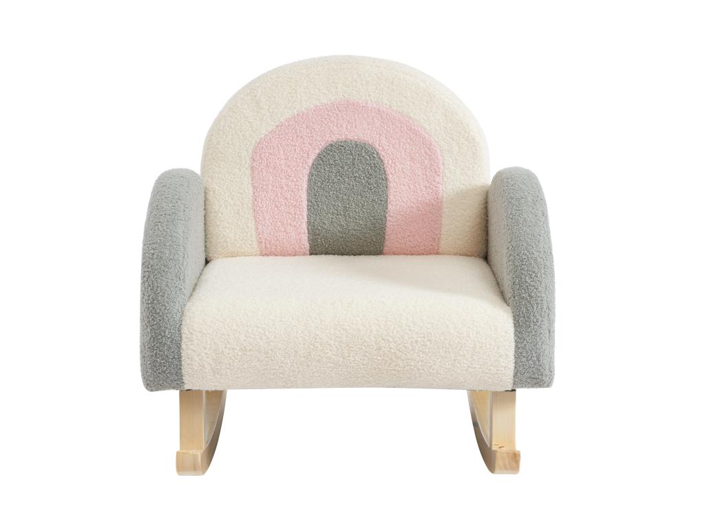 Poltrona A Dondolo Per Bambini - Design Morbido In Bouclette Con Piedi In Legno - Foto 5