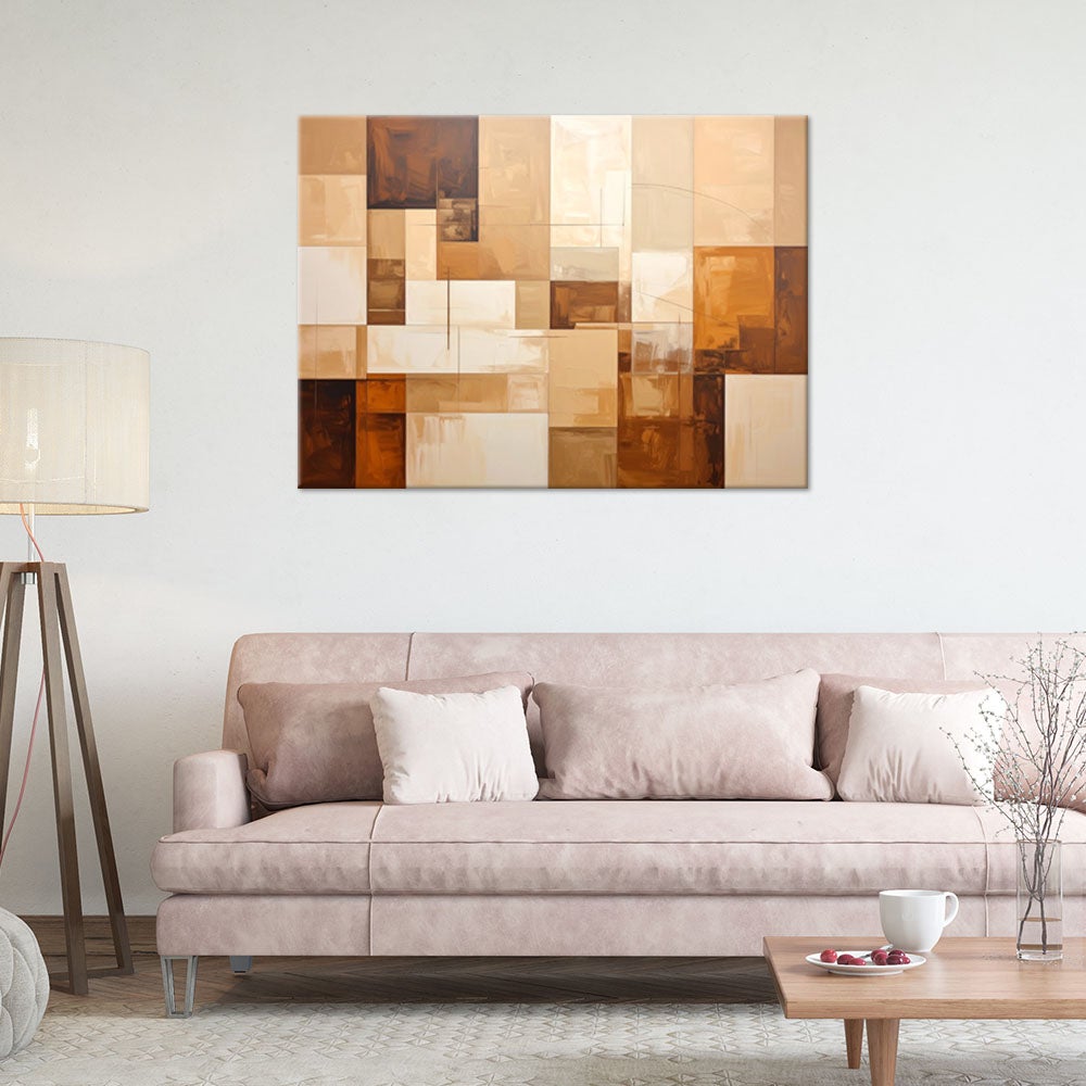 Obraz do salonu sypialni biura loftu, Abstrakcyjne geometryczne formy w beżu 120x80 - 2
