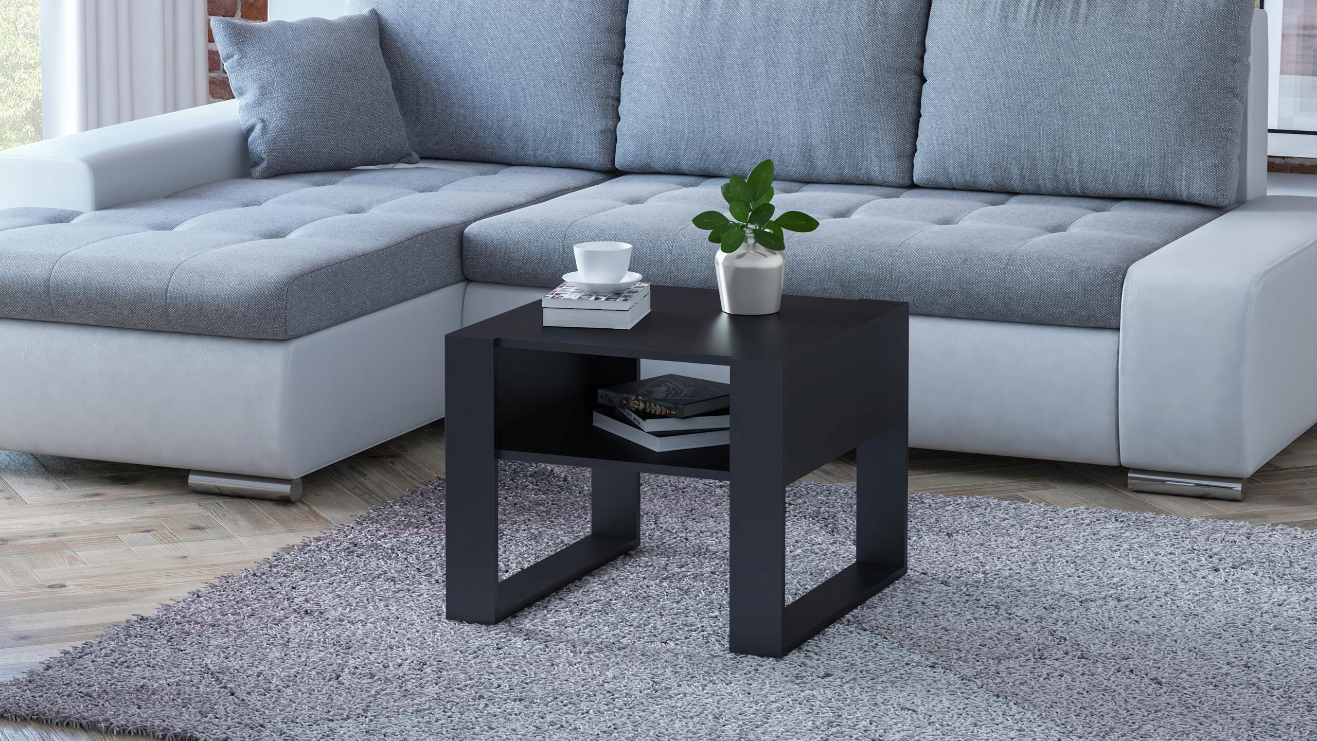 Ława stolik kawowy KAJA KWADRAT czarna loft retro - 3