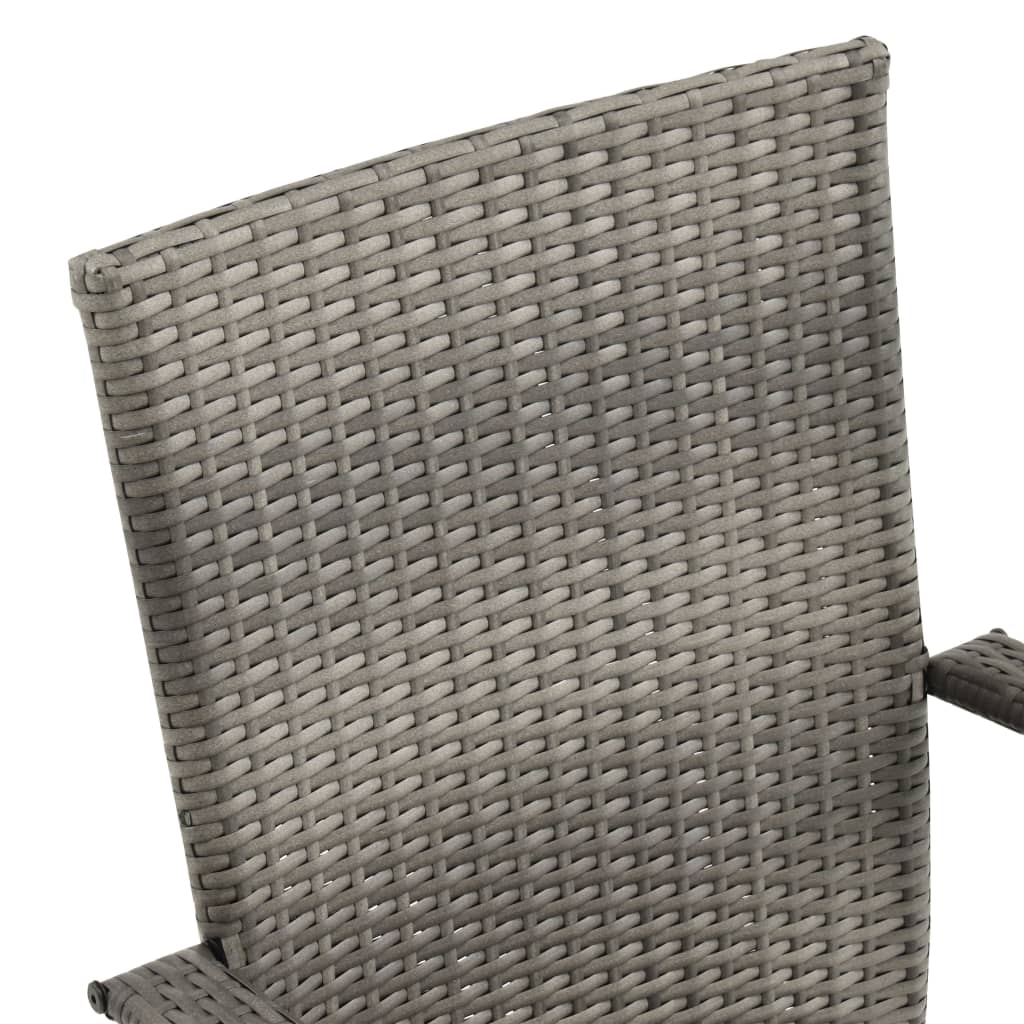 Chaises empilables d'extérieur 4 pcs Gris Résine tressée - 7