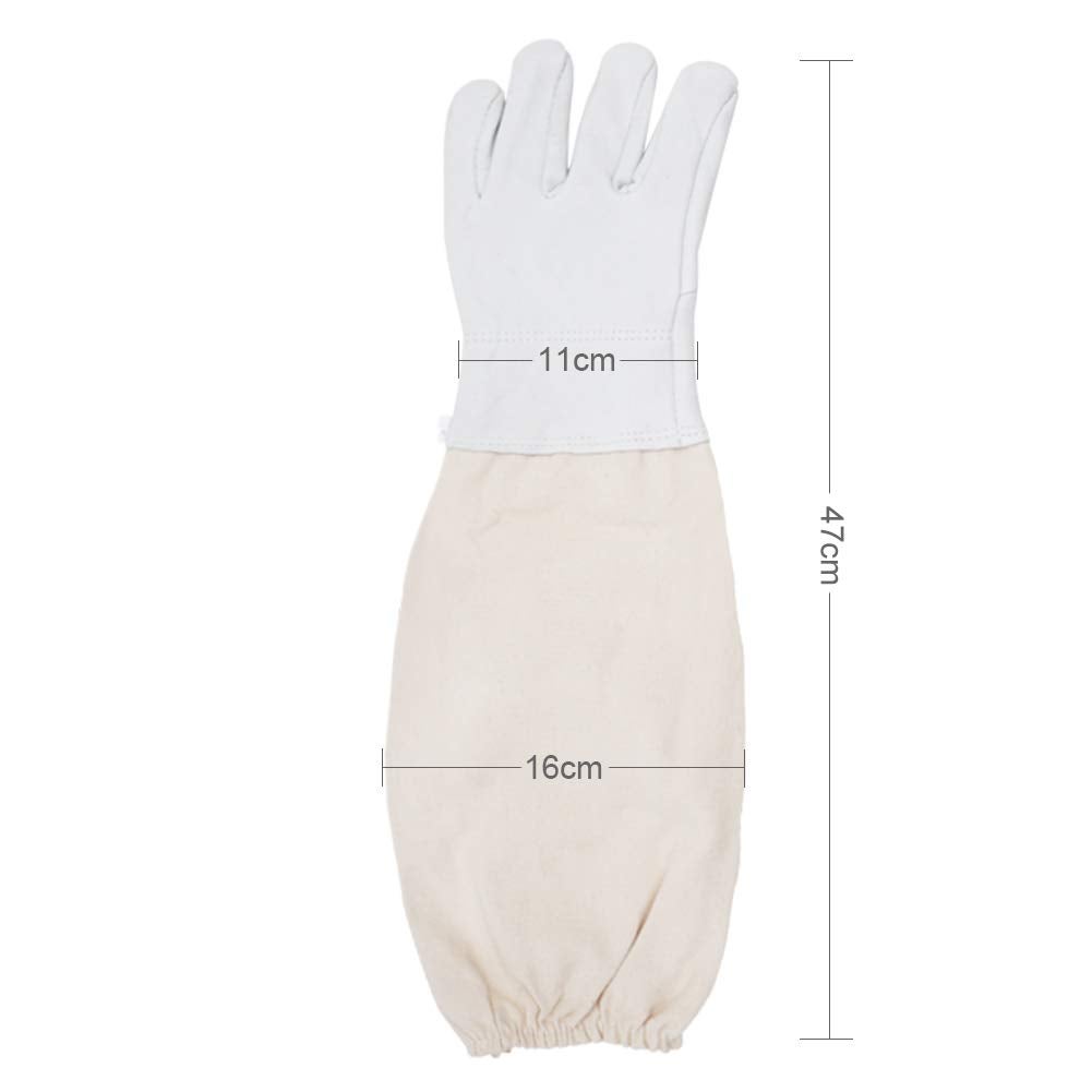 Gants de Protection en Peau de ChèVre Pour Apiculteur Avec Manches VentiléEs ModèLe Universel Gants en Cuir pour Apiculteur Outils D'Apiculture - 3