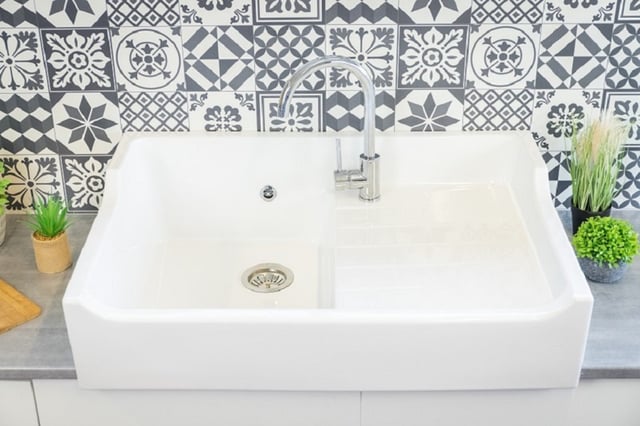 Evier Céramique Timbre D'office Grand Siecle Blanc 90cm