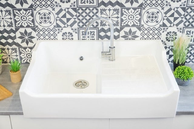 Evier Céramique Timbre D'office Grand Siecle Blanc 90cm