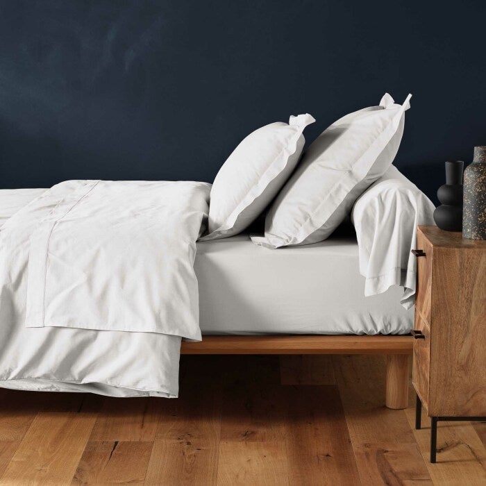 Drap-housse 1 personne 90 x 190 cm coton 57 fils LINA Blanc – Bonnet 30 cm - 5