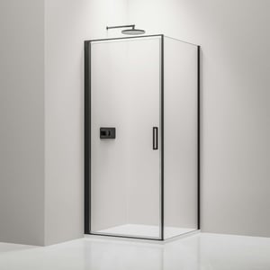 BERNSTEIN - Cabine de douche d'angle 90x90x195cm profil noir mat, installation gauche ou droite, verre NANO 6mm - EX416S