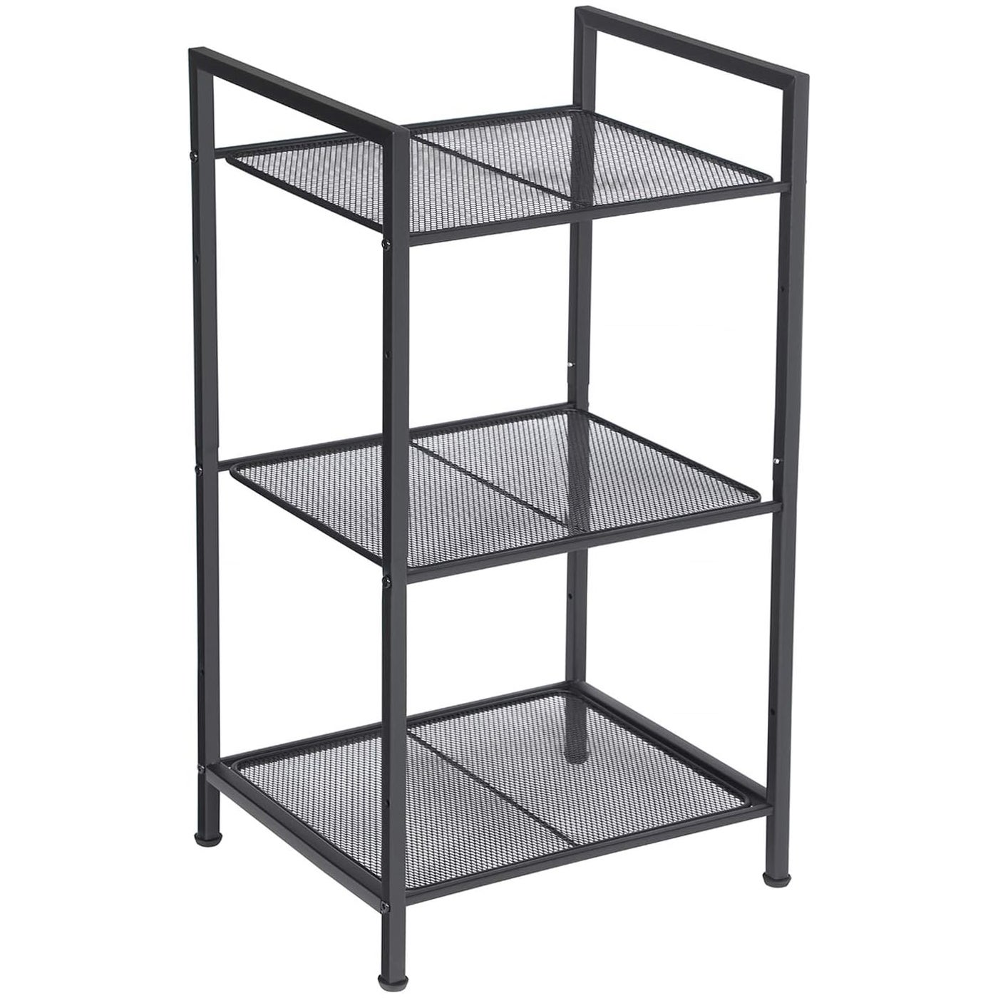Raft metalic cu 3 niveluri, polite ajustabile, pentru baie sau bucatarie, stil industrial, 38x30x72 cm, negru