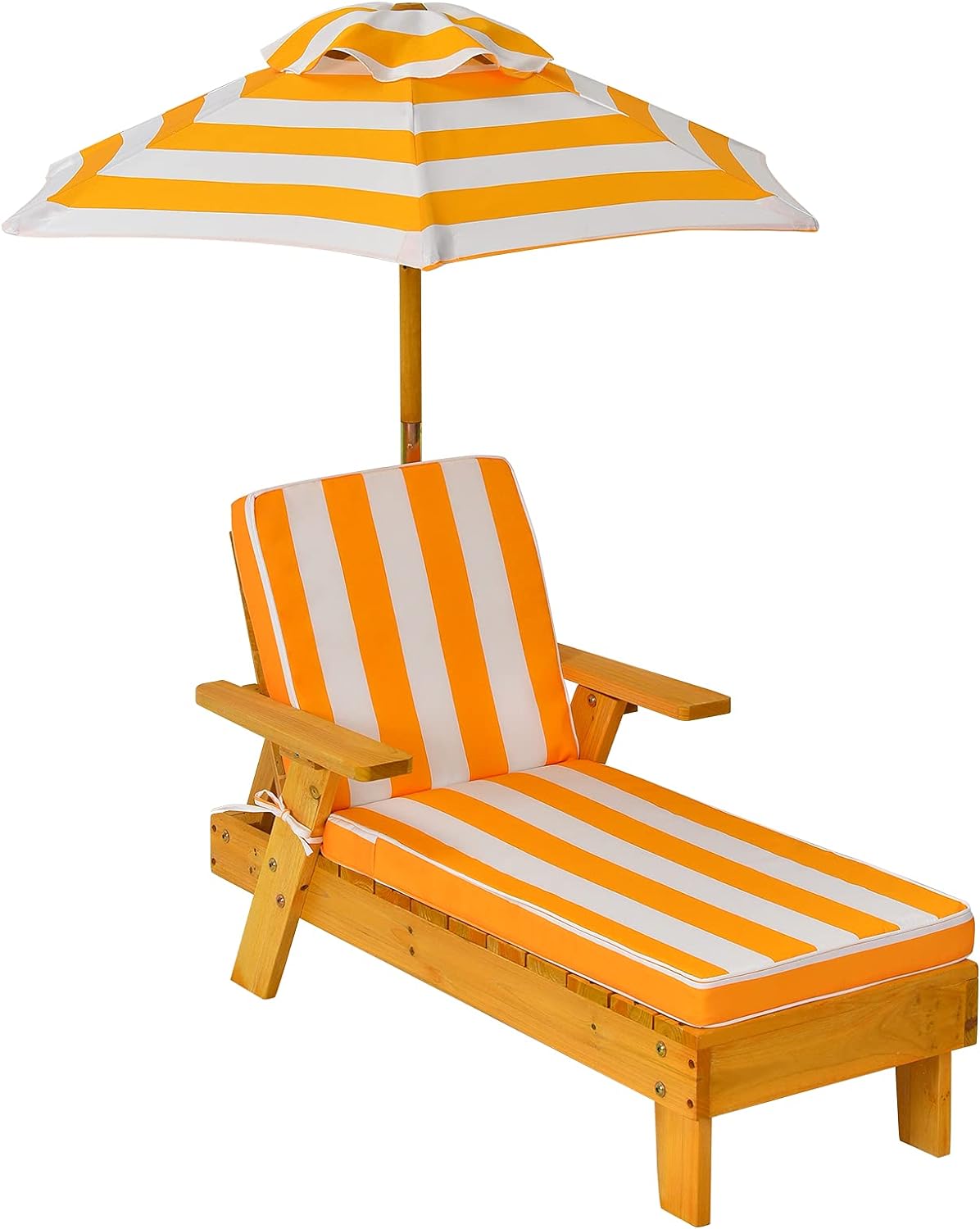 Leżak dla Dzieci z Parasolem, Leżak Ogrodowy do Opalania, Meble Ogrodowe, Nośność 50 kg, 92 × 49 × 106 cm
