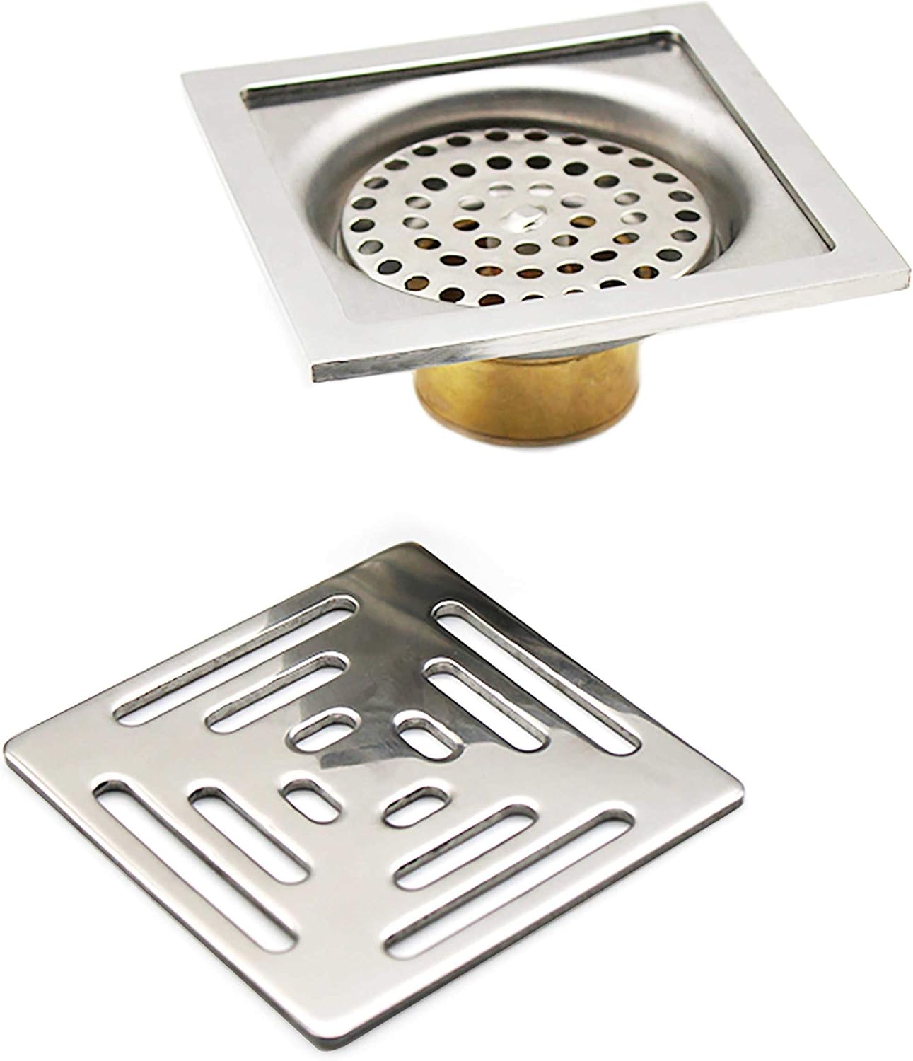 Kwadratowy odpływ prysznicowy, antyzapachowy odpływ podłogowy, odpływ podłogowy ze stali nierdzewnej z filtrem sitkowym (100 mm x 100 mm)