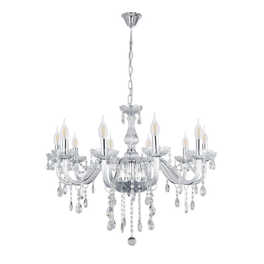 Lampa wisząca Cristallo przezroczysto-chromowana 10xE14x40W kryształowy wym: 105 x 78 x 78 cm szkło Candellux