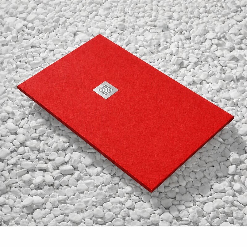 Brodzik Vulcano Line Slim 90x120 cm, kolor czerwony RAL 3020, wykonany z żywicy syntetycznej i proszku marmurowego- FRASCIO