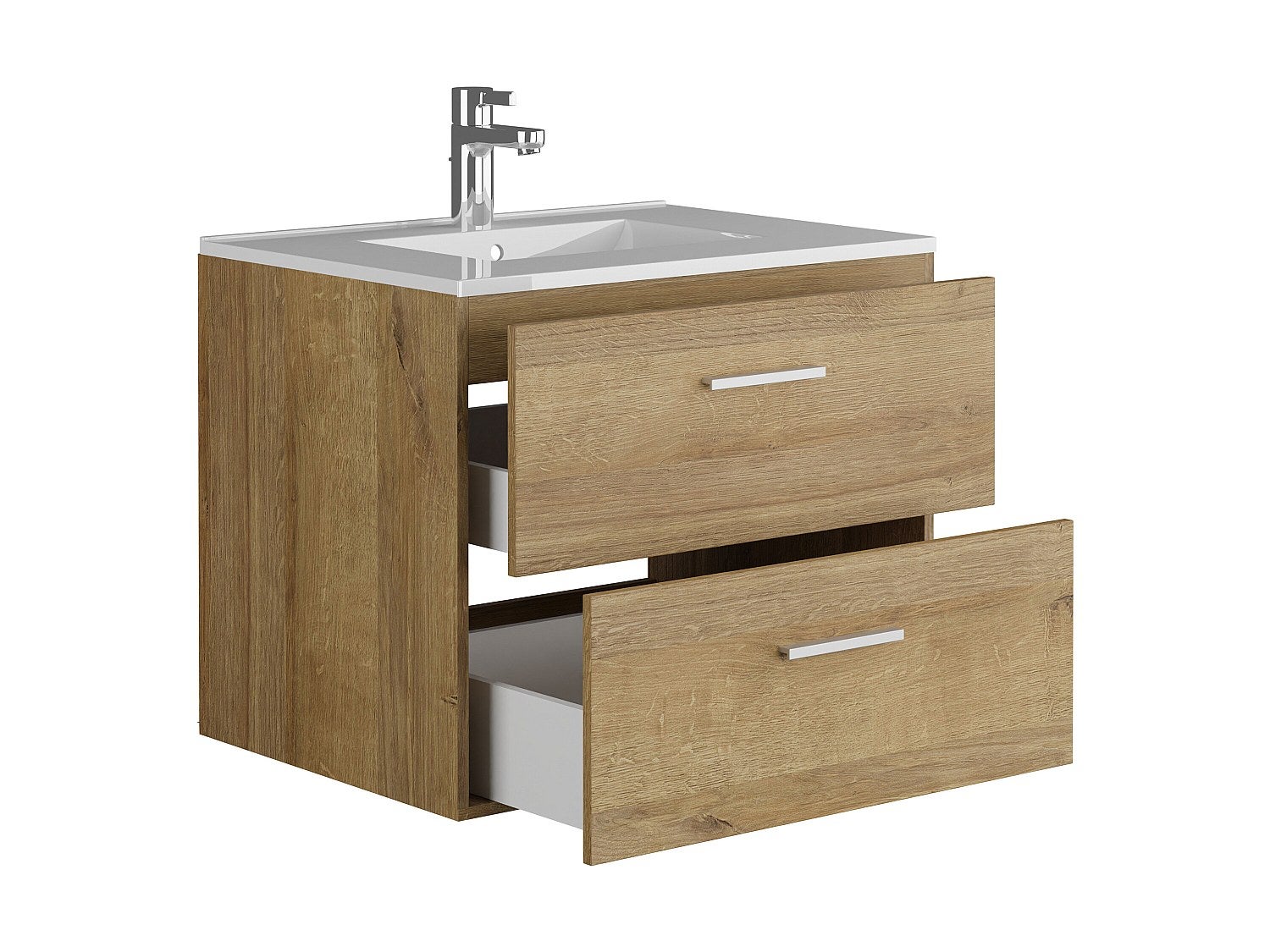 Meuble de salle de bain suspendu avec simple vasque - Coloris naturel clair - 60 cm - KAYLA - 3