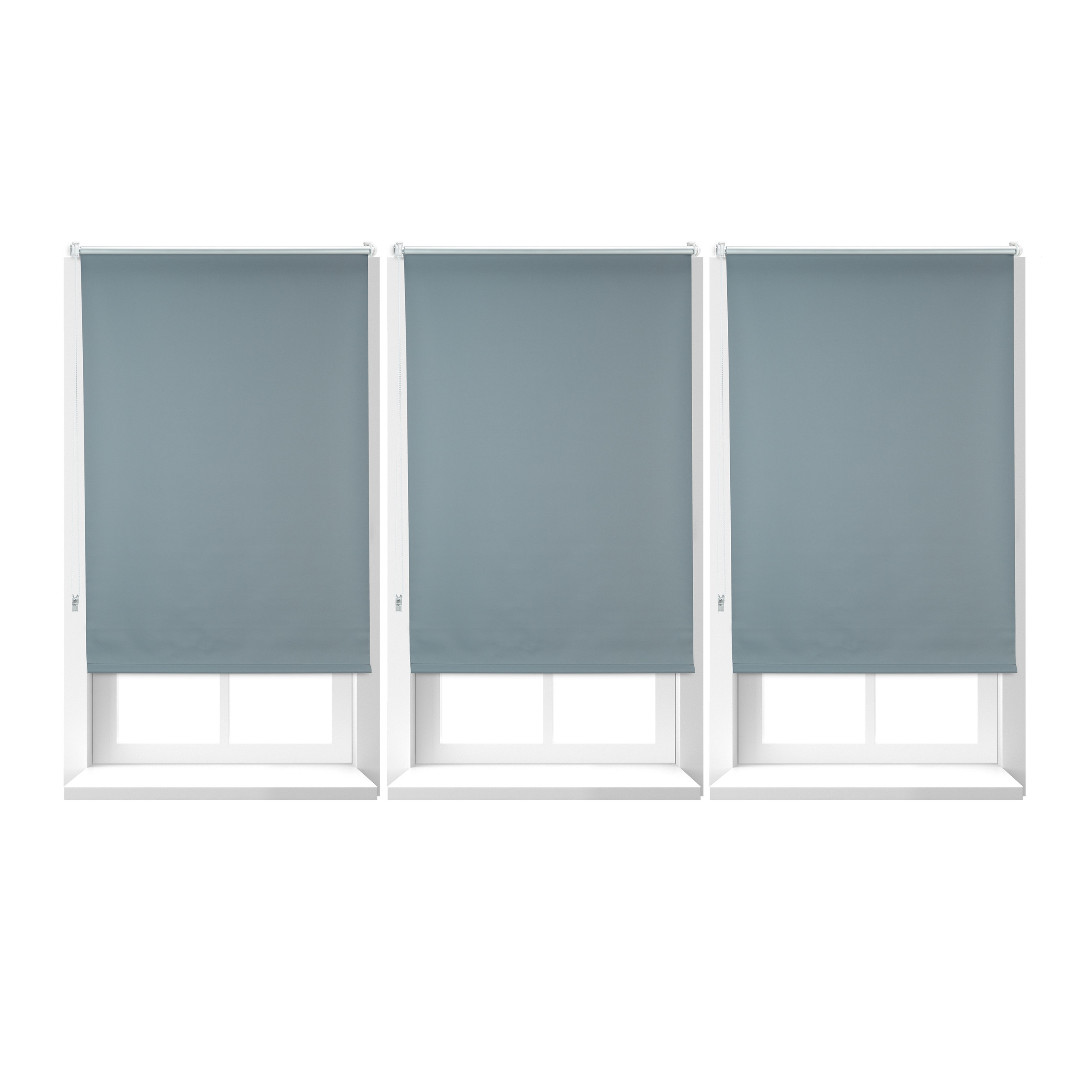 3 estores opacos térmicos, sin taladrar, enrollables, con cadena, 3 ud., tela-aluminio-plástico, 70 x 160 cm, gris