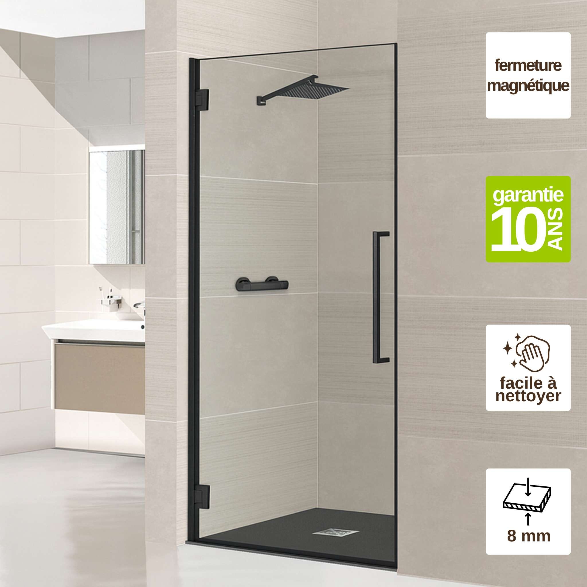 X-MOTION 120x200cm Paroi en verre coulissante Crystal Glass® 8 mm anticalcaire, avec bras et profilés Noir mat (SATBWIXM120C) - Sanitaire X-MOTION 120x200cm Paroi en verre coulissante Crystal Glass® 8 mm anticalcaire, avec bras et profilés Noir mat (SATBWIXM120C) - Sanitaire