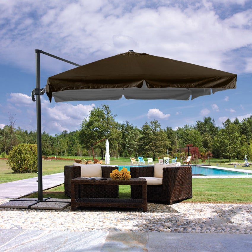 Shatchi Ombrellone Quadrato 3m Con Base A Croce – Inclinabile 360°, Per Giardino E Spiaggia - 4