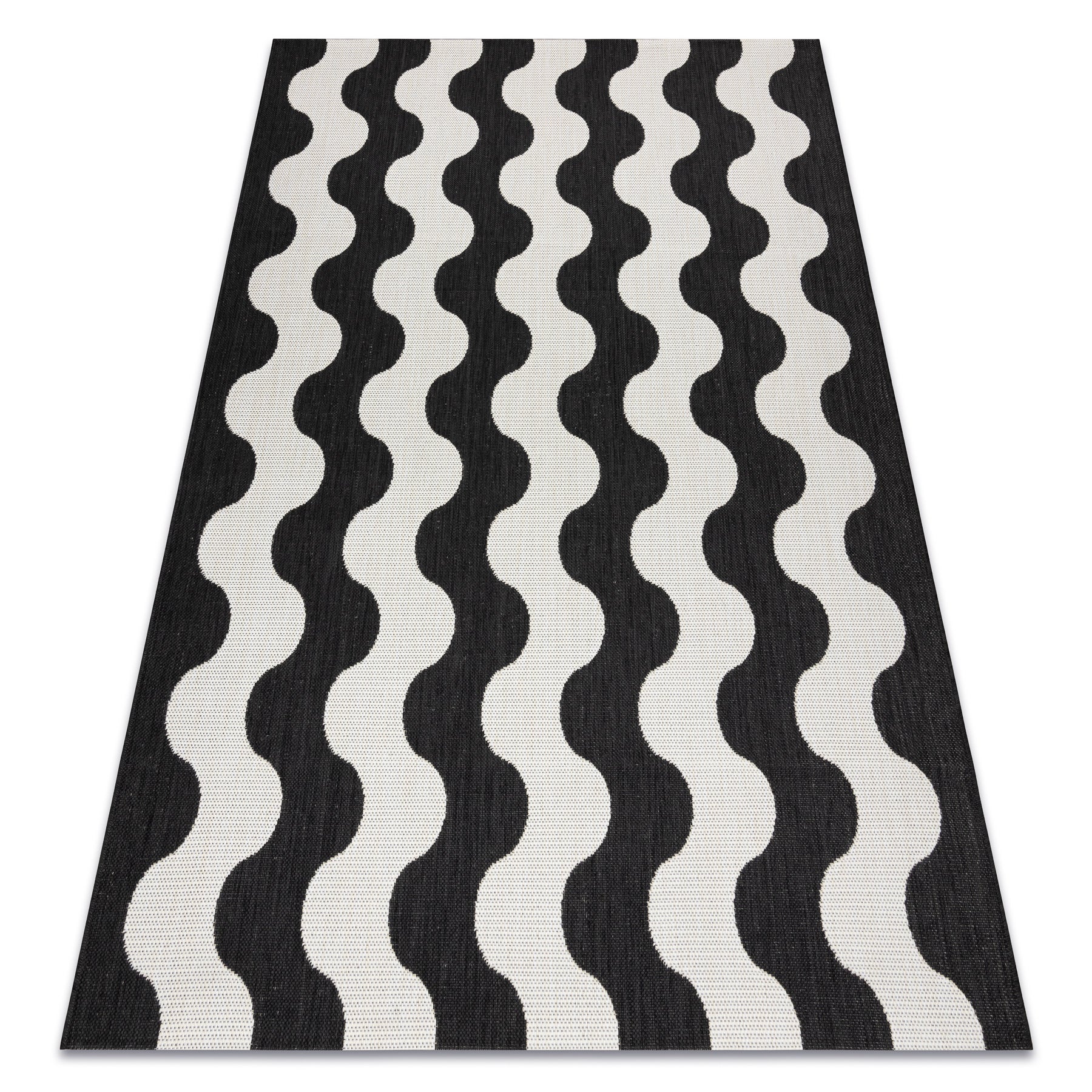 Dywan SZNURKOWY SIZAL FLAT 49377690 Fale krem / czarny 160x230 cm